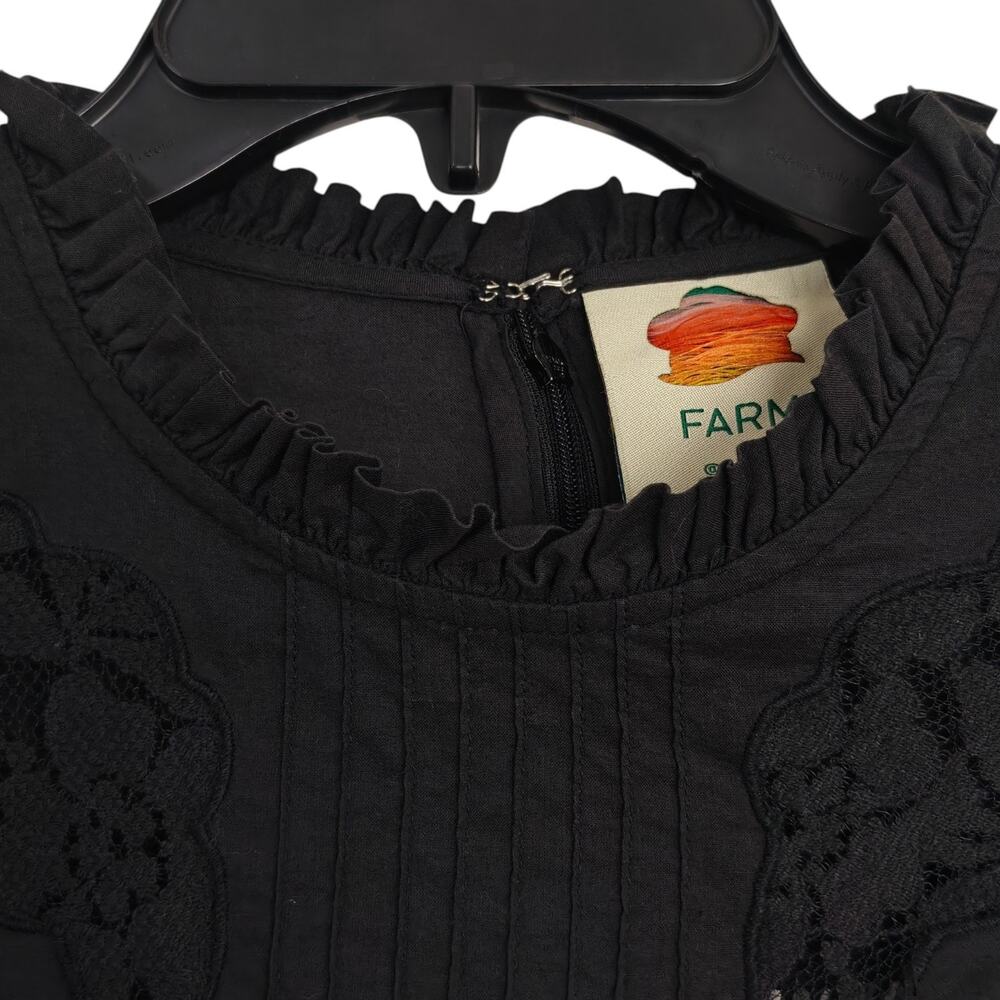 Anthropologie Farm Rio Smocked Blouse Size Medium Black Lace Victorian Gothic - Picture 5 of 16
